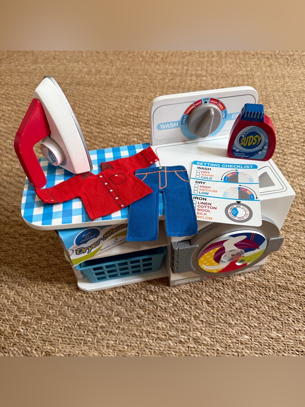 Melissa & Doug Pretend Play House Washer Dryer Iron Doll Size